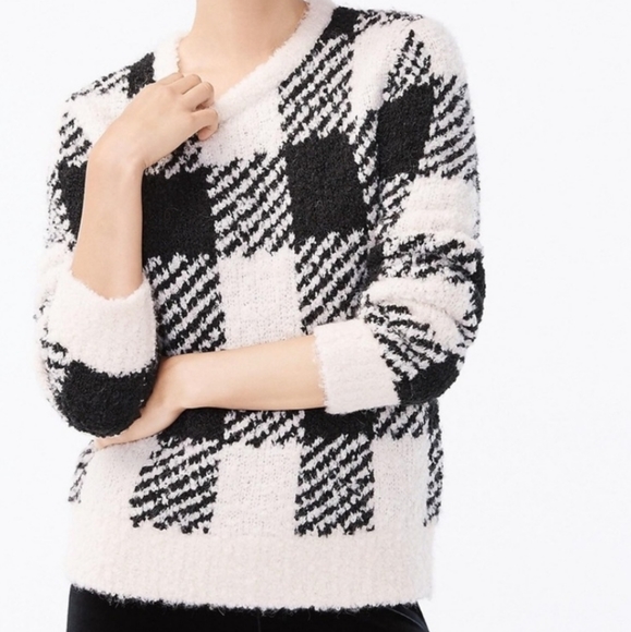 J. Crew Factory Sweaters - NWOT, J.Crew Boucle Buffalo Check Sweater, XL.